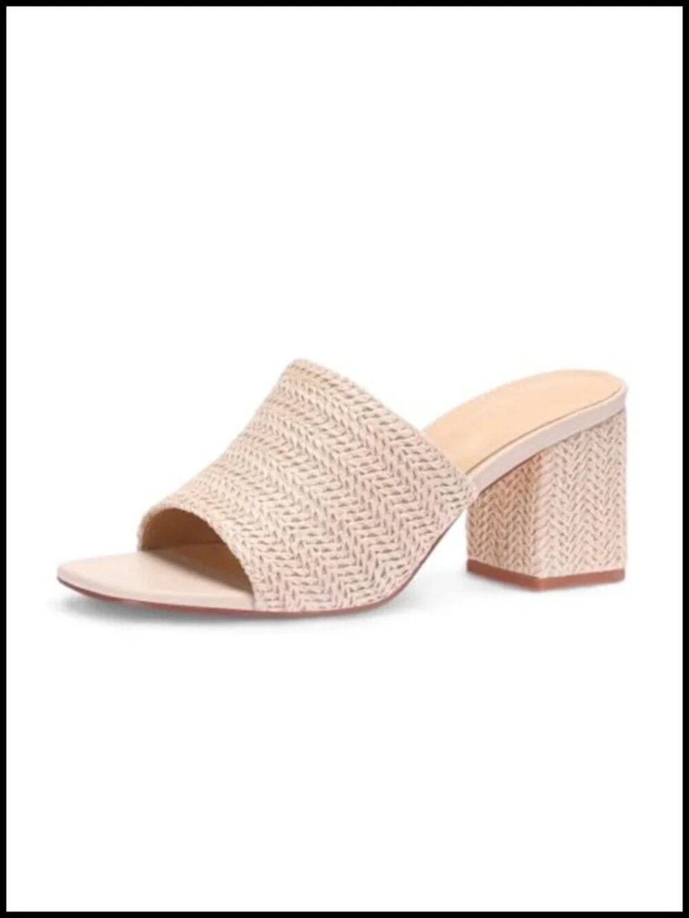 Monrovia Raffia Heeled Sandals Women Platform Wedge Slip On Block Heel Beige 9